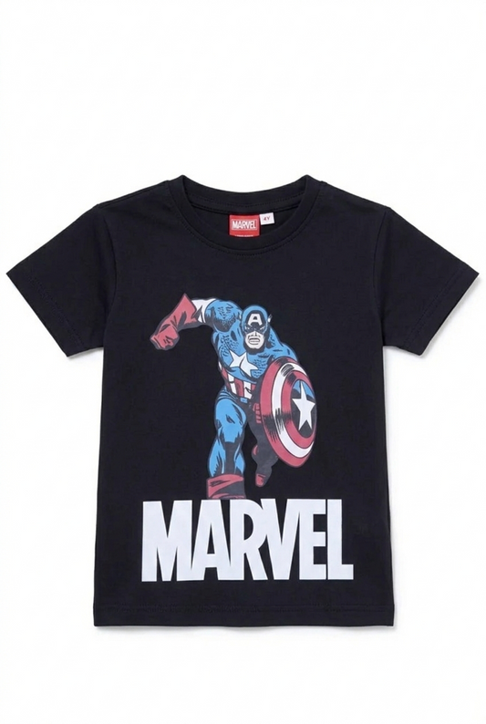 Blue MARVAL Printed Black Boys T-Shirt