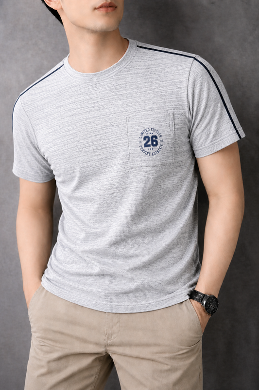 Grey  Relax Fit Melange Jersey Men T shirt 544