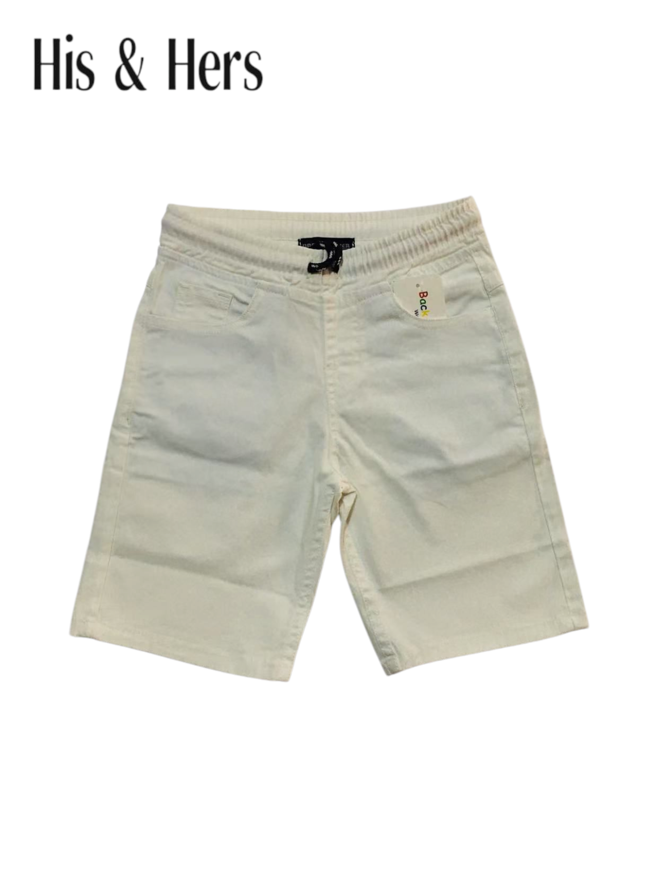 His&Hers Kid's Elastic Waist White Cotton Shorts Boys 270