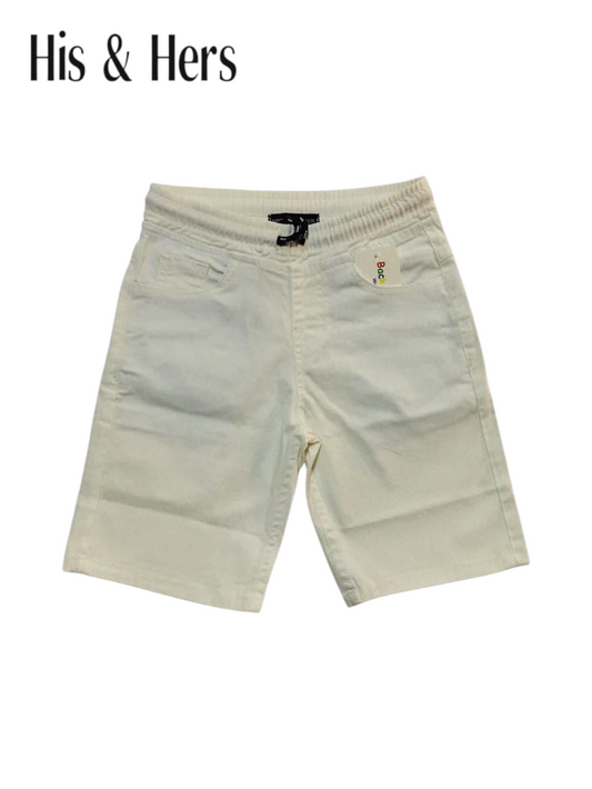 His&Hers Kid's Elastic Waist White Cotton Shorts Boys 270