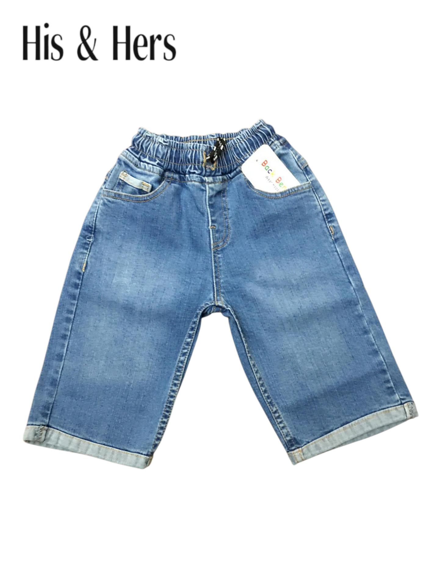 His&Hers Kid's Elastic Waist light Blue Denim Shorts Boys 270