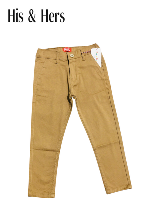 His&Hers Kid's Light Brown Cotton Pants 261