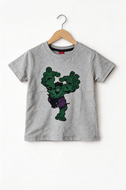 Hulk Printed Grey  Boys T-Shirt 296