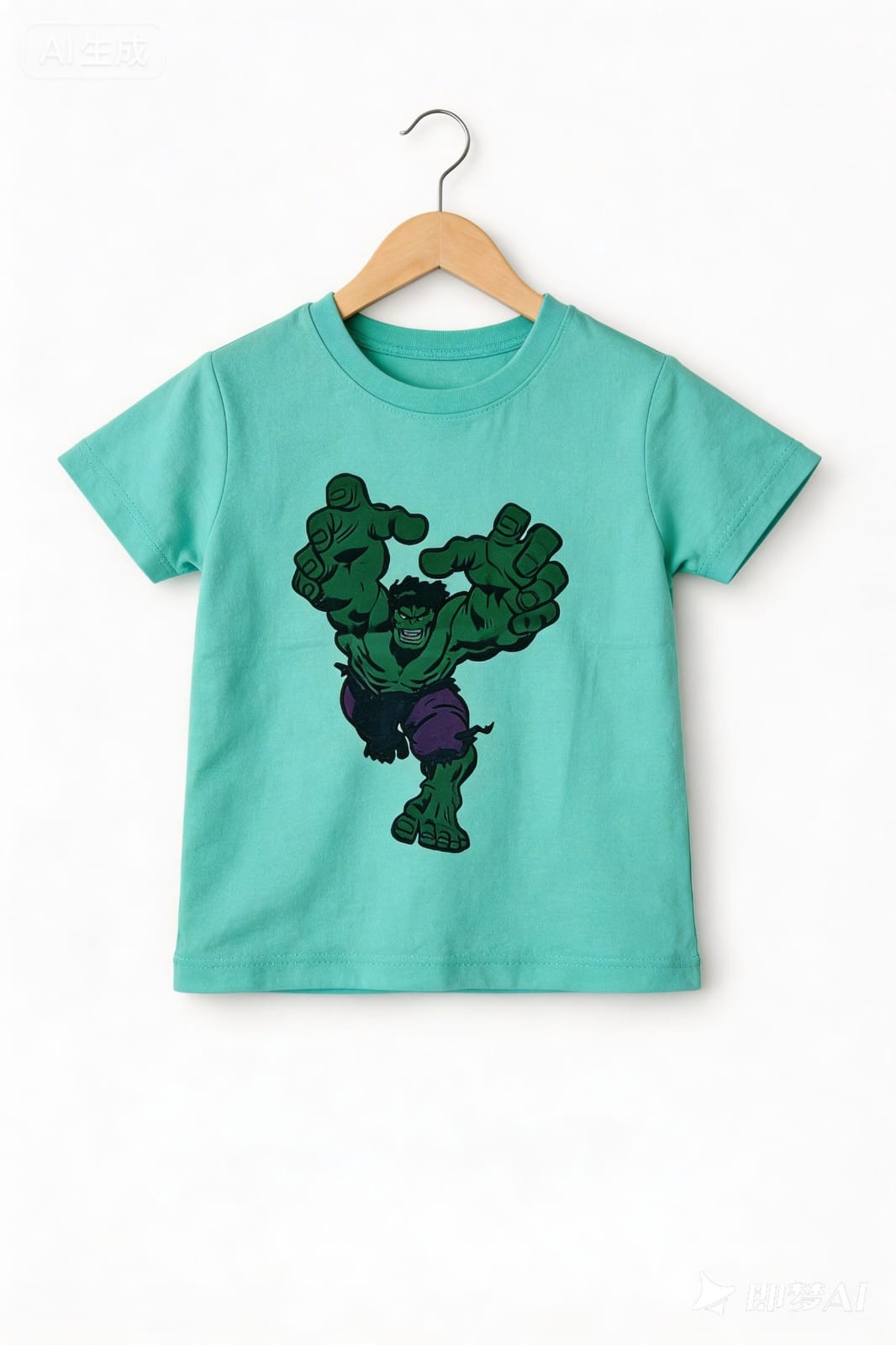 Hulk Printed Sea Green Boys T-Shirt  226
