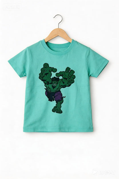 Hulk Printed Sea Green Boys T-Shirt  226