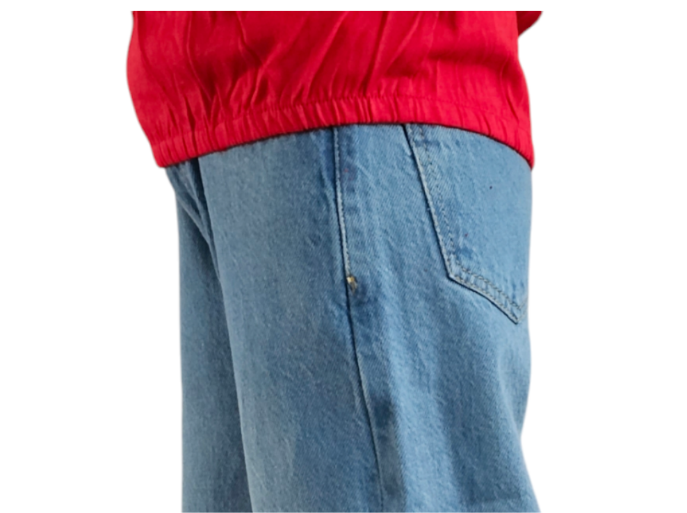 Stars Embroidery Kid's Light Blue Denim Pants Girls 117