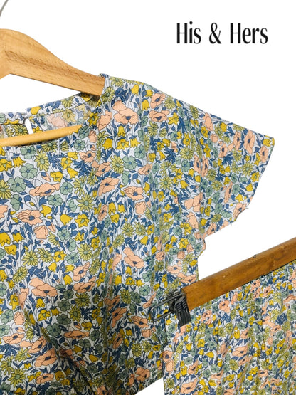 Small Blue,Yellow and Peach Flowers Skate Fish Girls 239