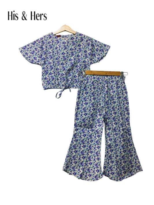 Small Purple Flowers All Over Print Skate Fish Girls L11