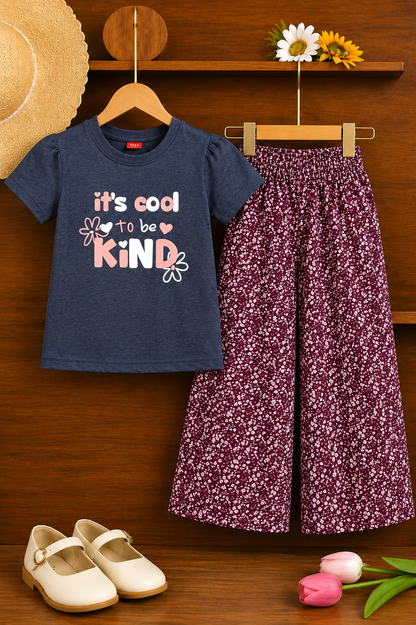[Its Cool Kind ] Navy  Girls T-Shirt &Cotton Flapper 610
