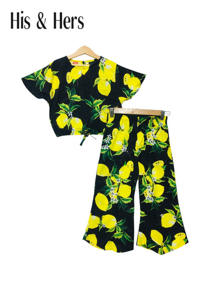 Lemon Allover Print Cotton Girls Co-Ord Set 231