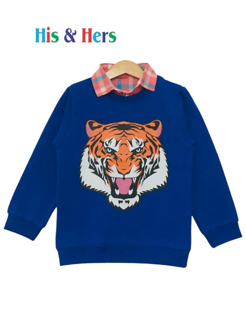 Tiger Royal Blue Double Sweat shirt Boys (005)