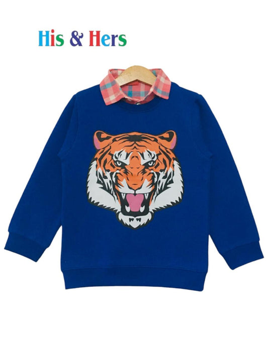 Tiger Royal Blue Double Sweat shirt Boys (005)