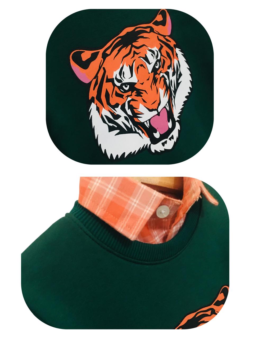 Tiger  Green Double Sweatshirt Boys (002)