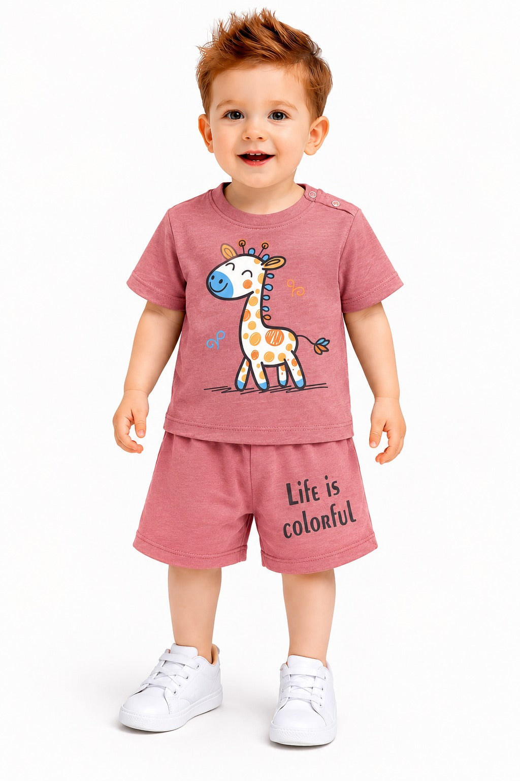 Little Giraffe Printed Light Beige New Born  Nicker Suit 221