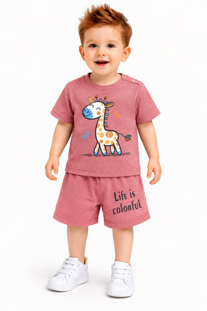Little Giraffe Printed Light Beige New Born  Nicker Suit 221