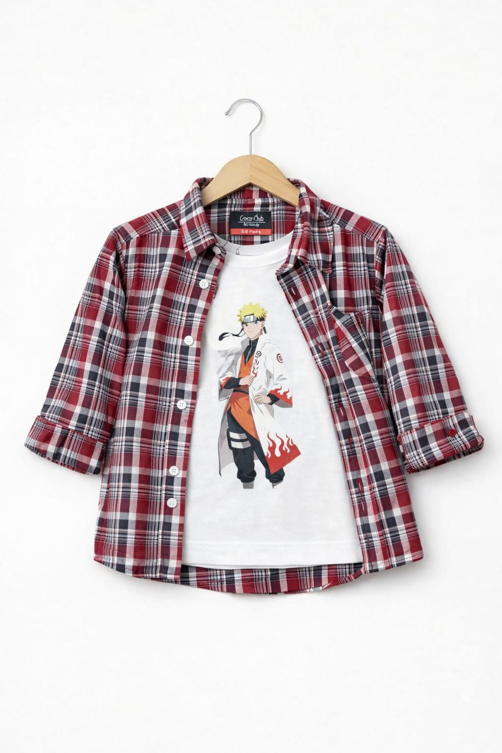Maroon Black Checked Layered Casual Shirt 227