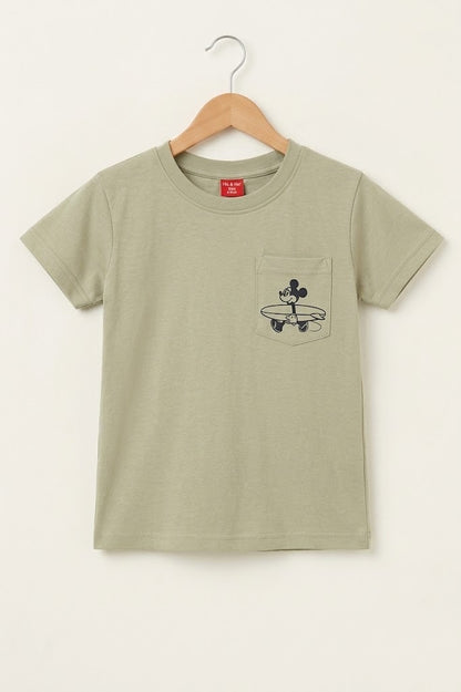 Mickey Mouse Printed  Light Olive green Boys T-Shirt 301