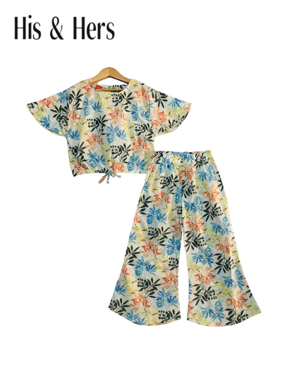 Multicolor Leaves Cotton Girls Co-Ord Set 225