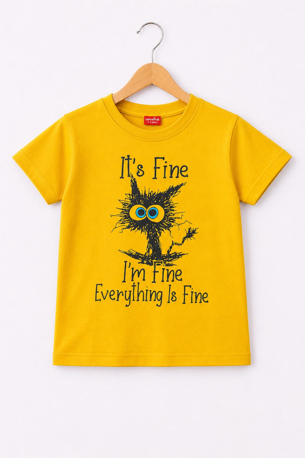 Mustard  [I am Fine Everything is Fine  ] Printed Boys T-Shirt 215