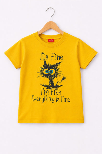 Mustard  [I am Fine Everything is Fine  ] Printed Boys T-Shirt 215