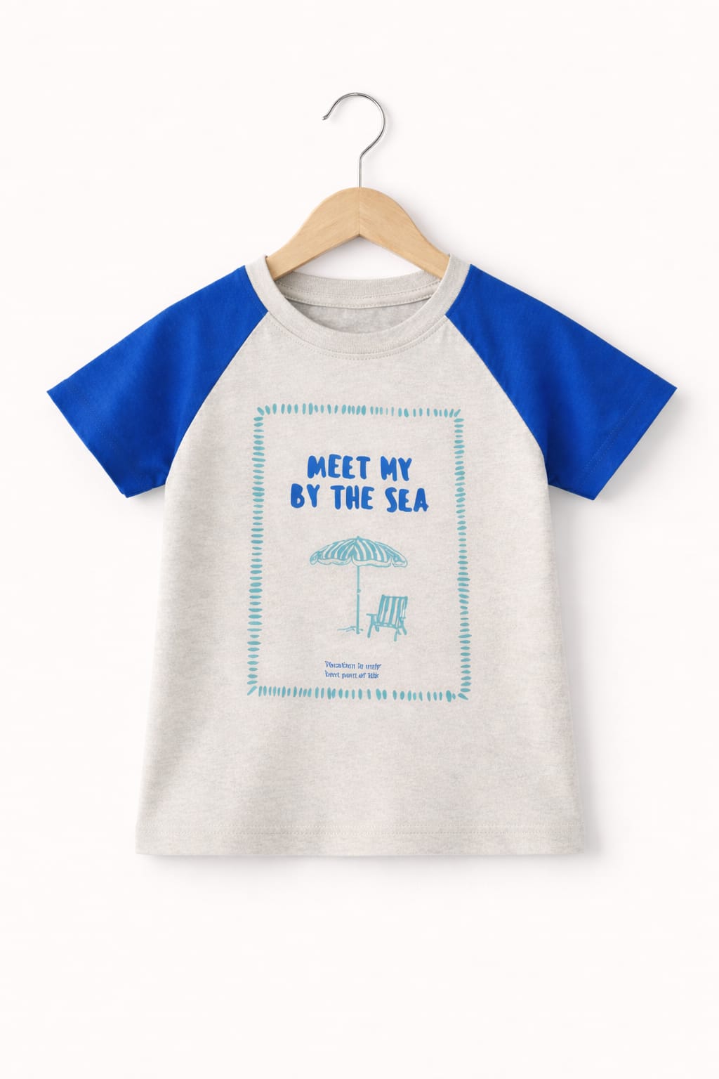 Navy [Meet My By The Sea ] Printed Cream Boys T-Shirt 413