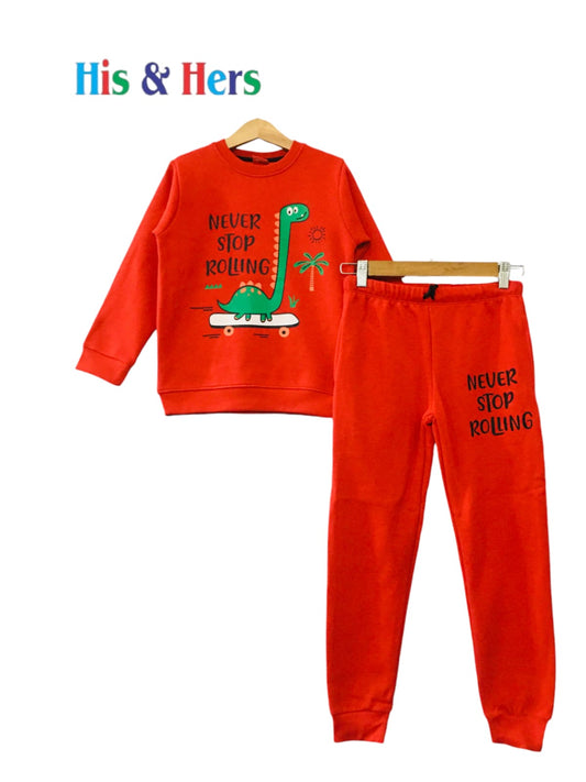 "Never Stop Rolling" Red Track Suit Boys L7