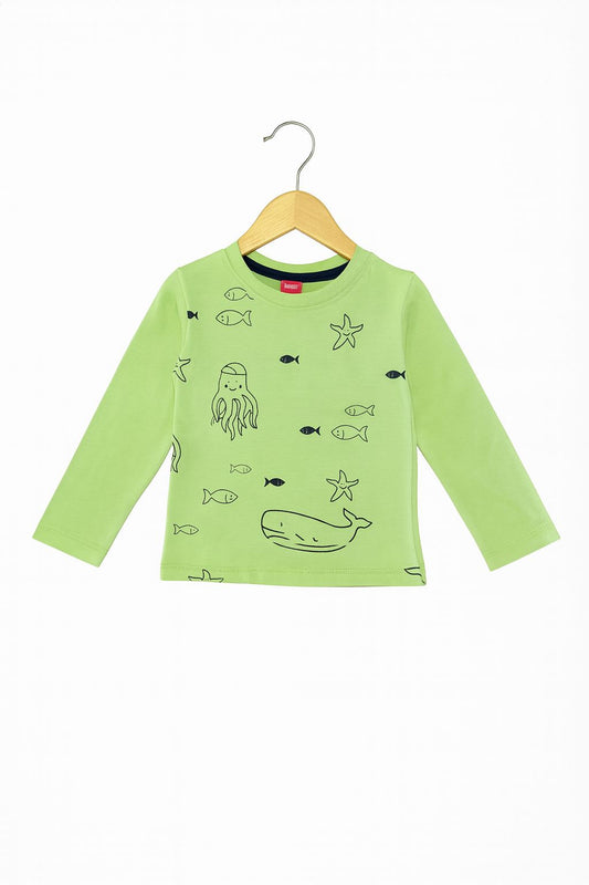 Ocean Vibes Lemon Green Full Sleeves Shirt Boys 225