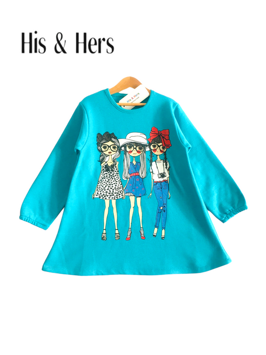 Blue Fleece Long Sweatshirt