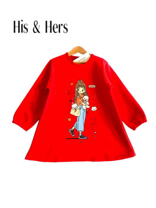 Red Fleece Long Sweatshirt