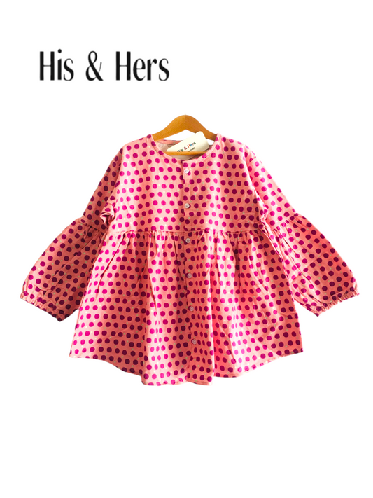 Pink Dotted Girls Top