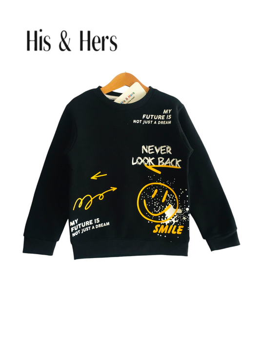Never Look Back Black Sweatshirt Boys (005)