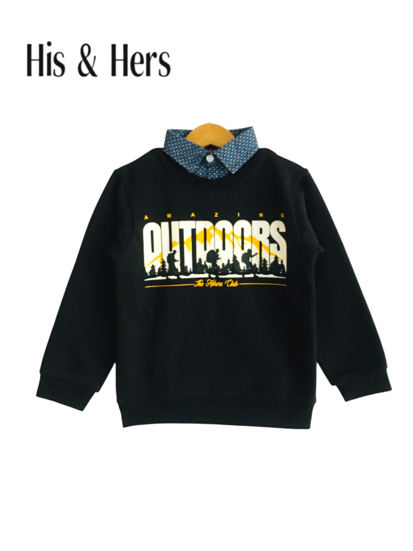 OUTDOORS Black Double Sweatshirt Boys (001)