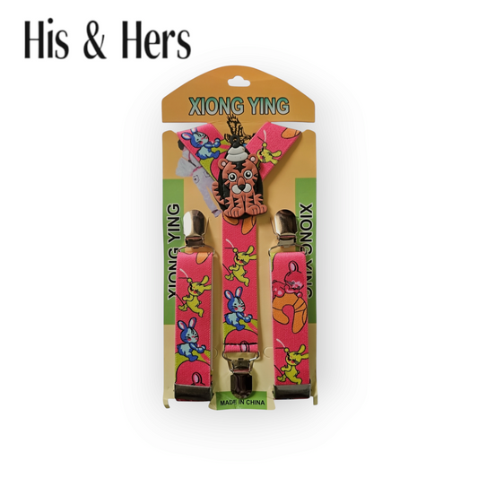 Tiger Pink 3 Clips Suspender Kid's Belt
