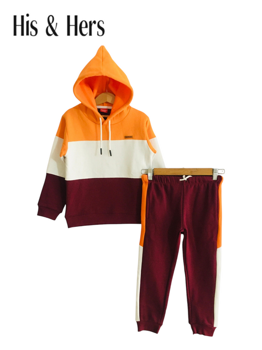Orange Panel Hoodie Tracksuit Boys