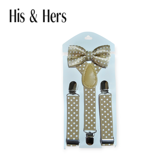 Golden Dotted Suspender &Bow Set kid's belt