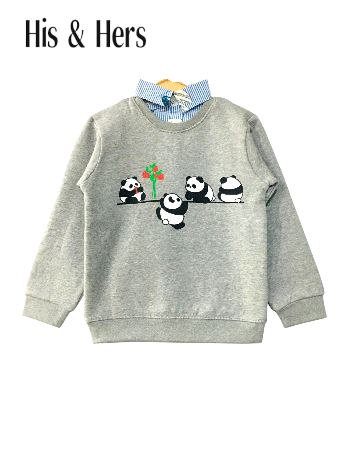Panda Gray Double Sweatshirt Boys  004