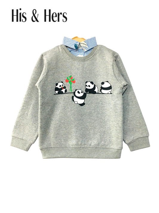 Panda Gray Double Sweatshirt Boys  004