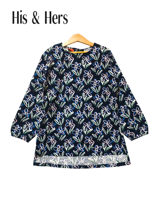 Navy Floral  Girl Top Girls