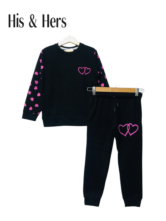 Hearts Black Tracksuit Girls L4