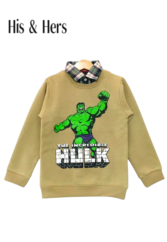 Hulk Brown Double Sweat Shirt Boys