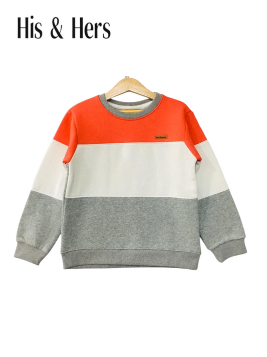 Orange & White & Gray panel sweatshirt 009
