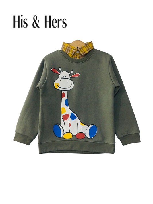Giraffe Dark Green Double Sweatshirt Boys 284