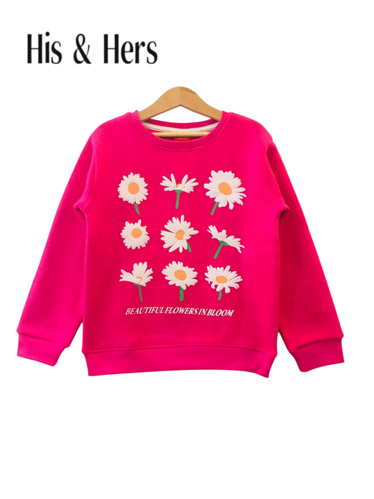 Nine Flowers Pink Sweatshirt Girls L3