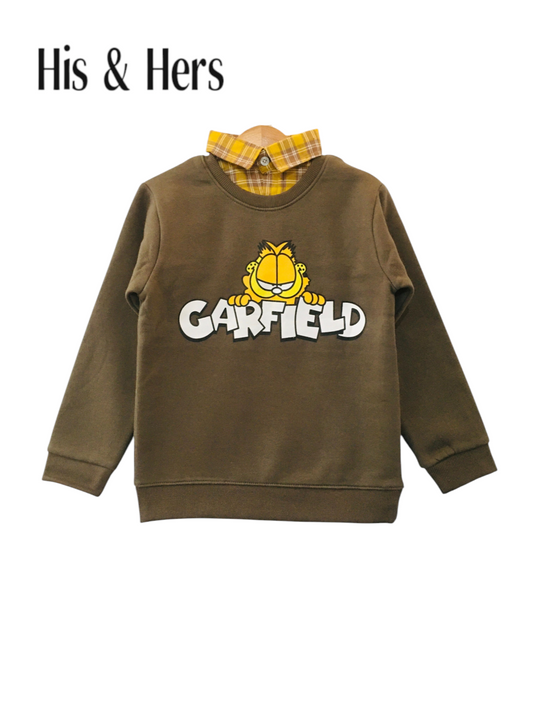 Garfield Brown Double Sweatshirt Boys L6