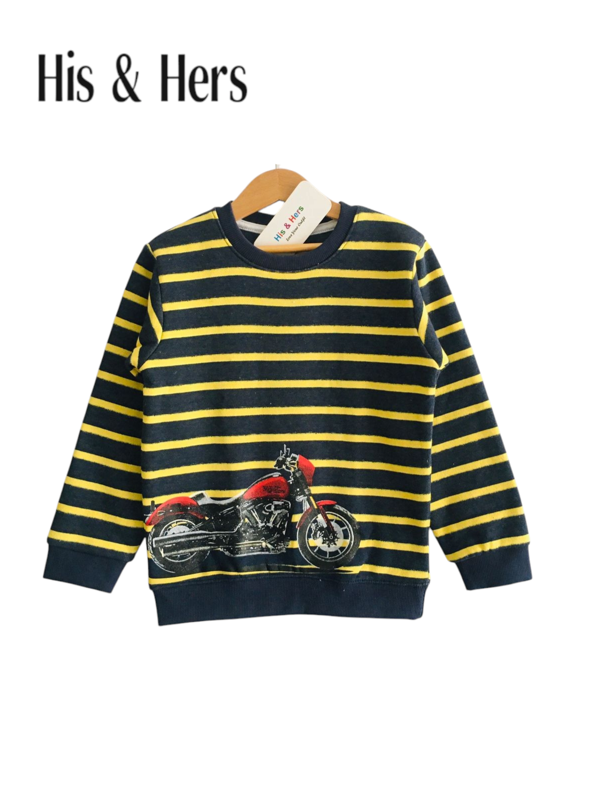 Motorbike Yellow Stripped Sweat Shirt Boys 273