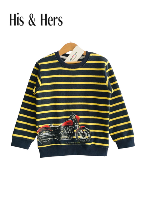 Motorbike Yellow Stripped Sweat Shirt Boys 273