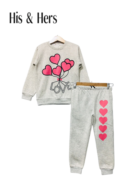 Hearts Oatmeal Tracksuit Girls 003