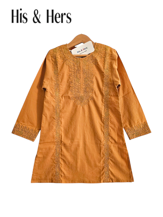 Embroidered Light Brown Girls Top 103