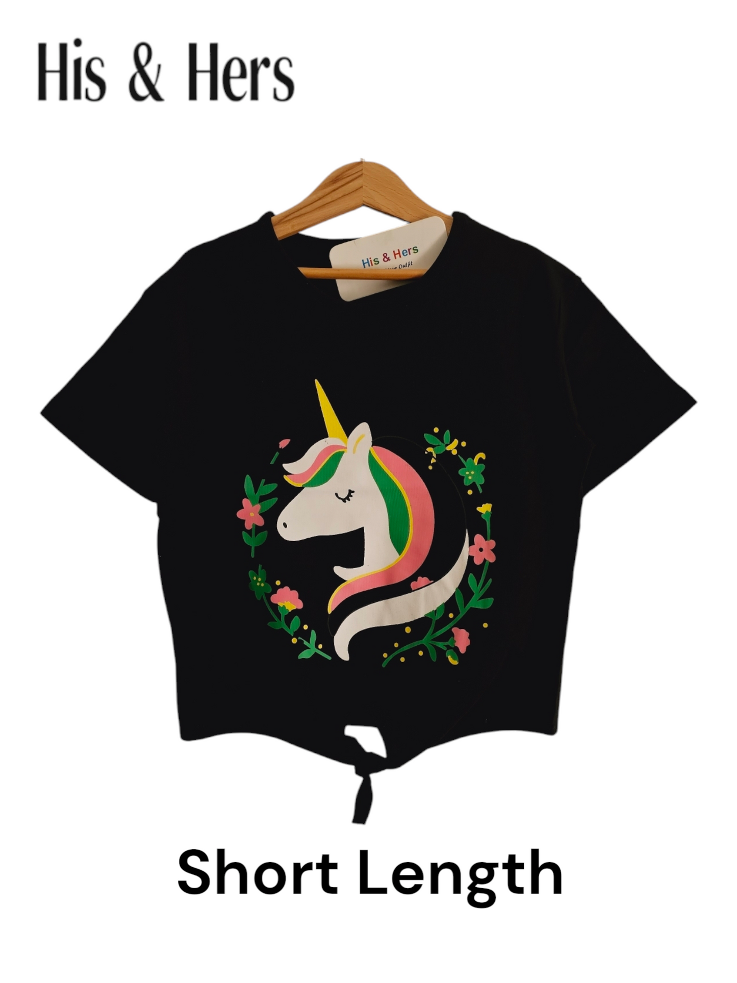 Unicorn Kid's Black T-Shirt Girls 632