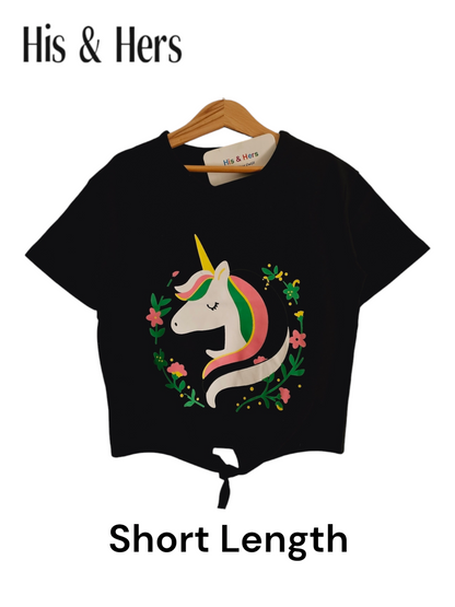 Unicorn Kid's Black T-Shirt Girls 632